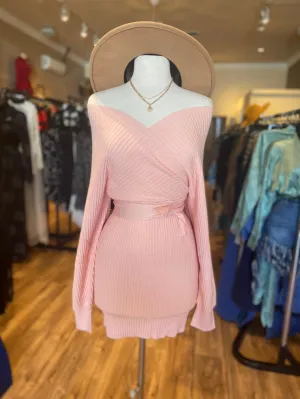 V Cut Sweater Dress