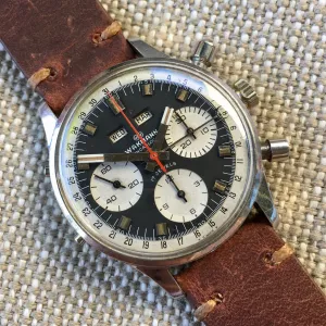 Vintage Wakmann Incabloc Steel Chronograph Triple Date 71.1309.70 Valjoux 730 Watch