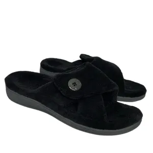 Vionic Indulge Pauline Black Open Toe Slide Slipper Relax Comfort Womens Size 8