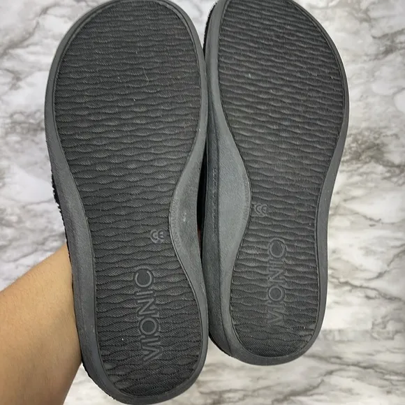 Vionic Indulge Pauline Black Open Toe Slide Slipper Relax Comfort Womens Size 8