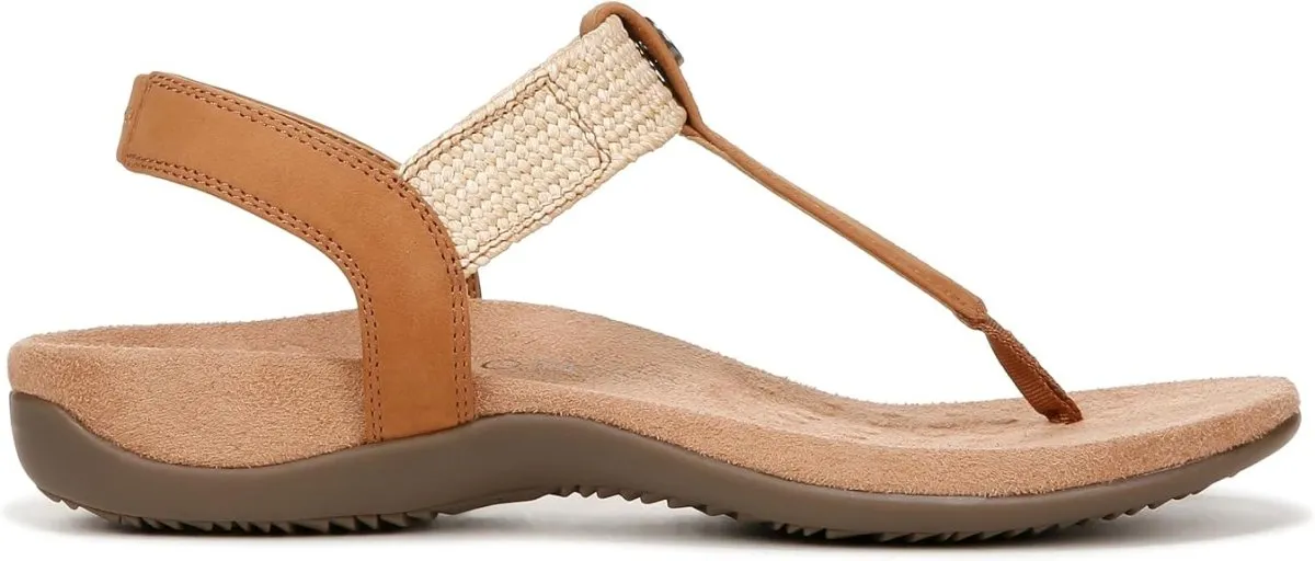 Vionic Women's Brea Heeled Sandal, Camel Nubuck Leather
