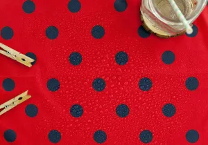 Waterproof Fabric 2.2 cm Navy Dots on Red - By the Yard 89614 392968-2