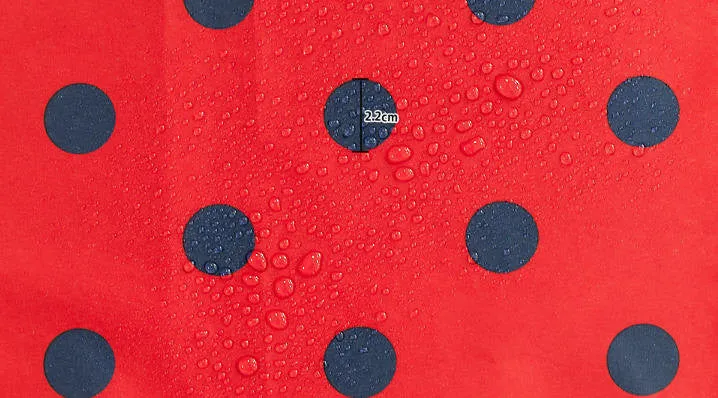 Waterproof Fabric 2.2 cm Navy Dots on Red - By the Yard 89614 392968-2