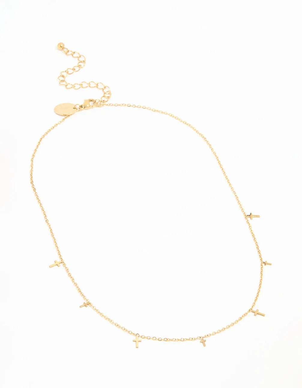 Waterproof Gold Plated Stainless Steel Cross Charms Necklace