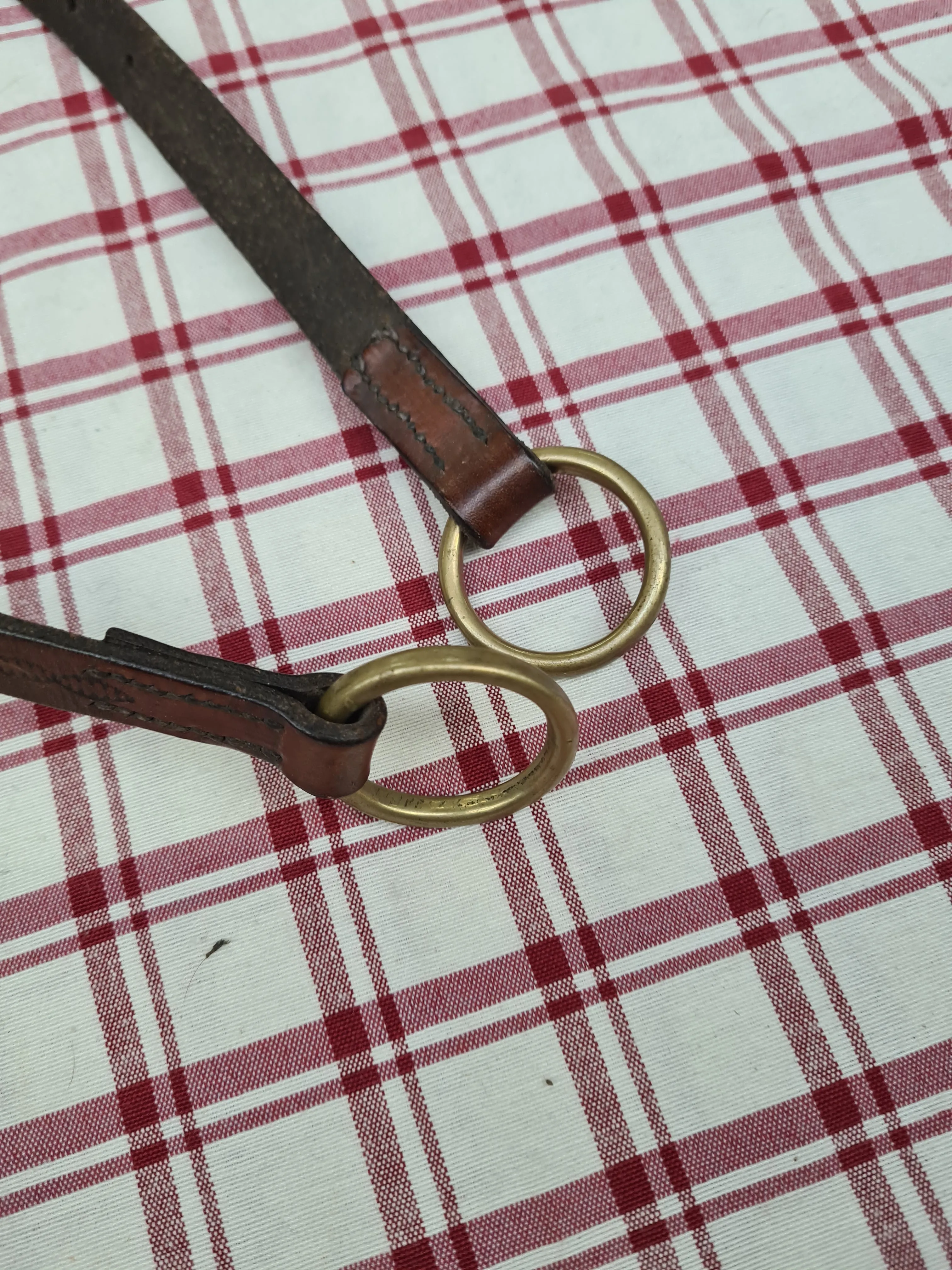 Western style pony size running martingale, brown leather FREE POSTAGE *