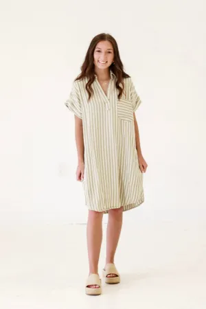 Willing to Dream Striped Olive Dress