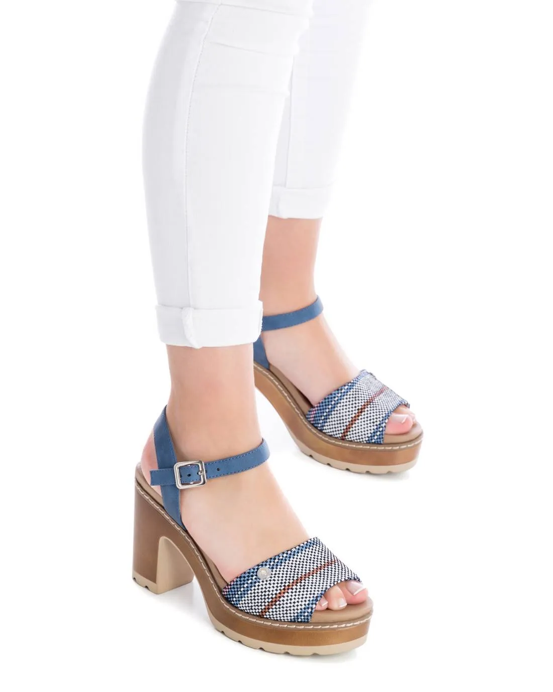 Women's Heeled Platform Sandals By XTI_170694_Open Blue