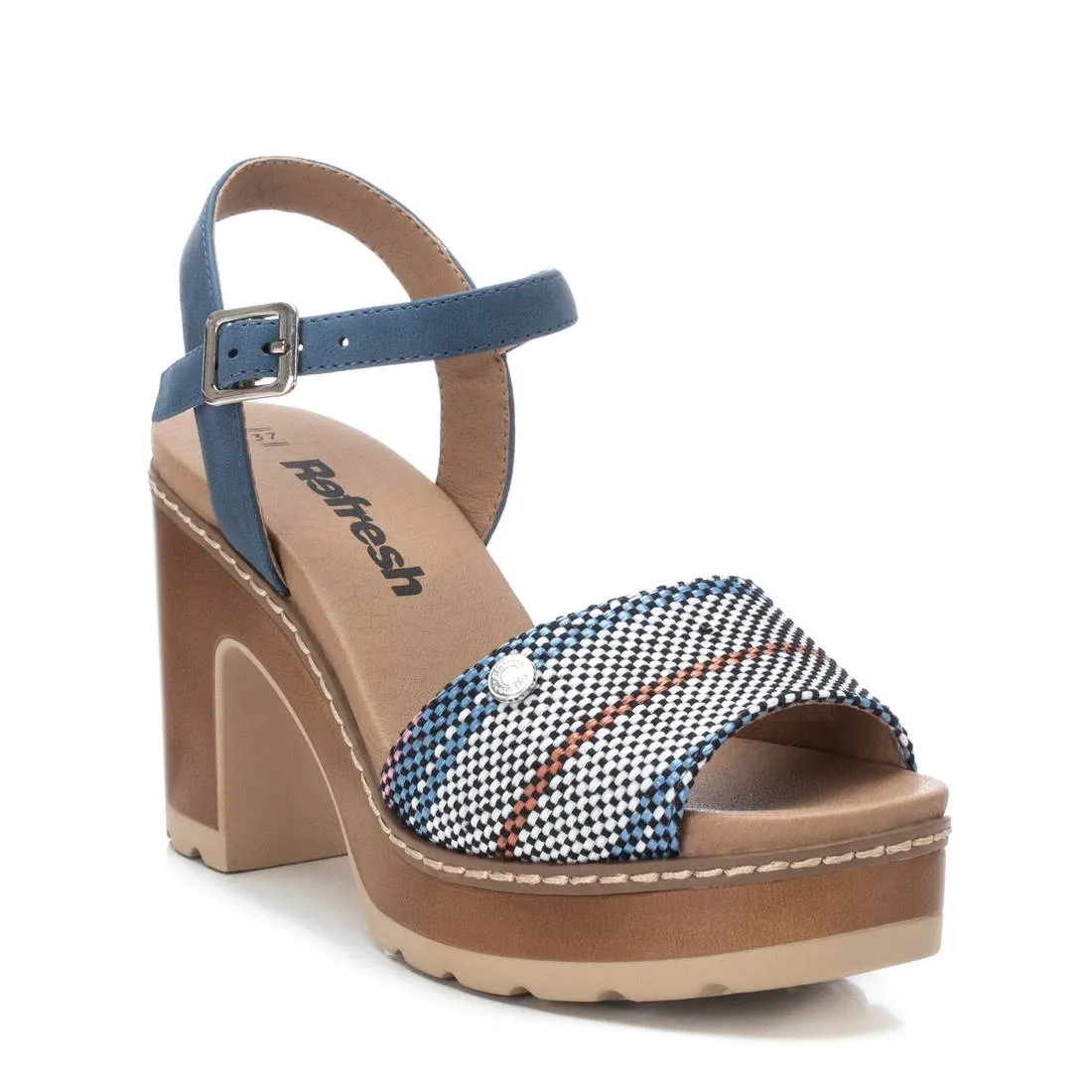 Women's Heeled Platform Sandals By XTI_170694_Open Blue